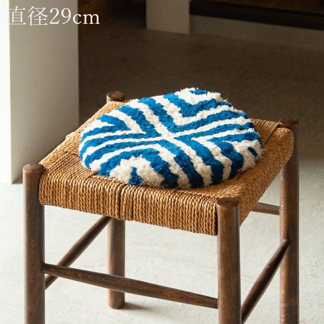 ノッティング織 ウールの椅子敷き 丸 小 09