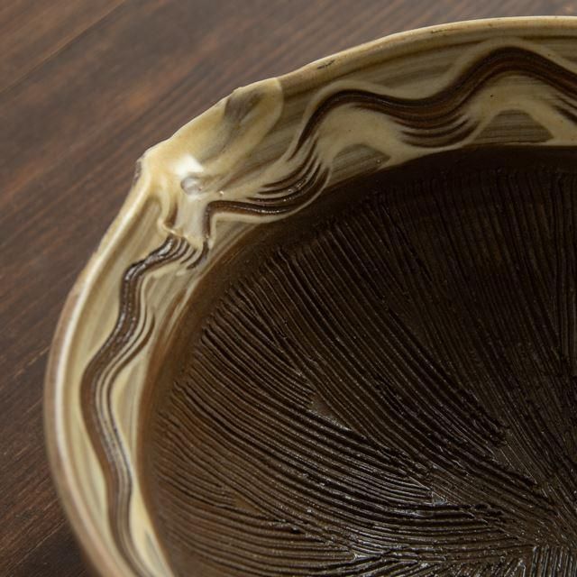 小鹿田焼 黒木昌伸窯 七寸すり鉢 02 櫛描き 白｜窯元 陶器 大分