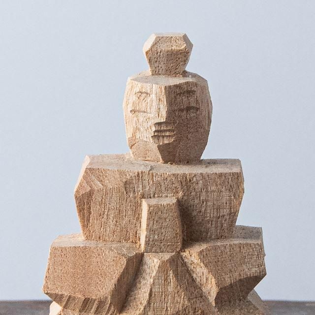 昭雲工房 岡山 叩き彫 天神さま 8cm 山田尚公作 16987｜木彫