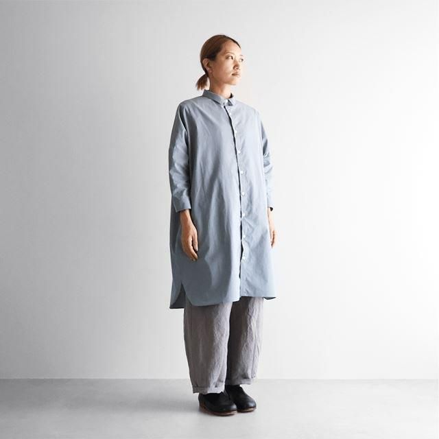 HUIS ハウス オーガニックコットンロングシャツ ブルーグレー