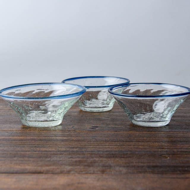 太田潤 手吹き硝子工房 口巻モール小鉢 ブルー - FRANK暮らしの道具