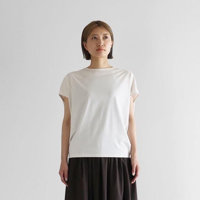 HUIS ハウス ［HUIS in house］SUVIN COTTONフレンチスリーブコクーンカットソー（グレージュ）レディス