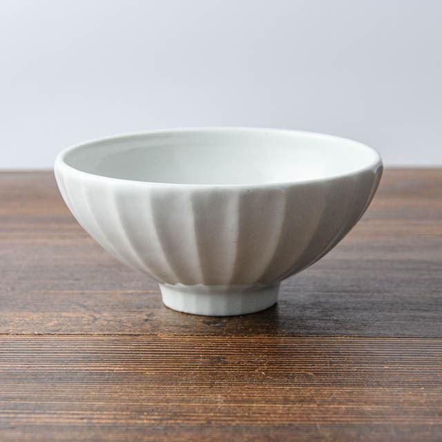 風見窯 杉田貴亮 白磁釉 鎬飯碗 大 01