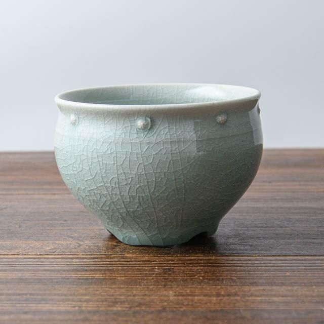 風見窯 杉田貴亮 青磁釉 植木鉢 M 01