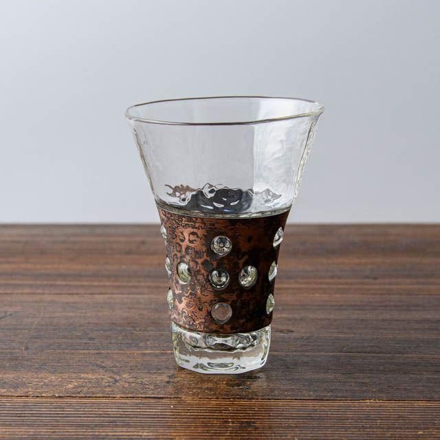 安土草多 吹きガラス 銅枠酒器 背高 02 - FRANK暮らしの道具