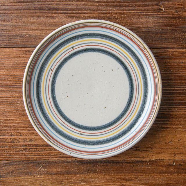 冨本大輔 六寸皿 01 灰釉絵付 多色