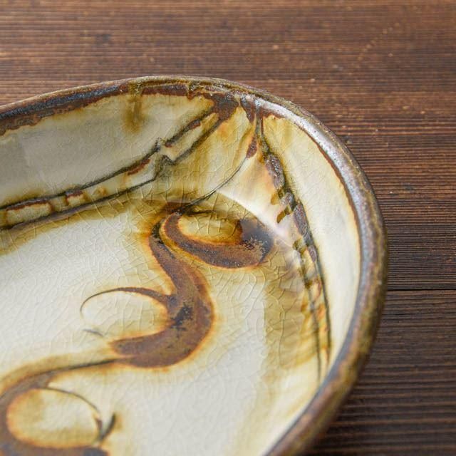 小代焼ふもと窯 井上尚之 楕円鉢 中 01 白 スリップ - FRANK