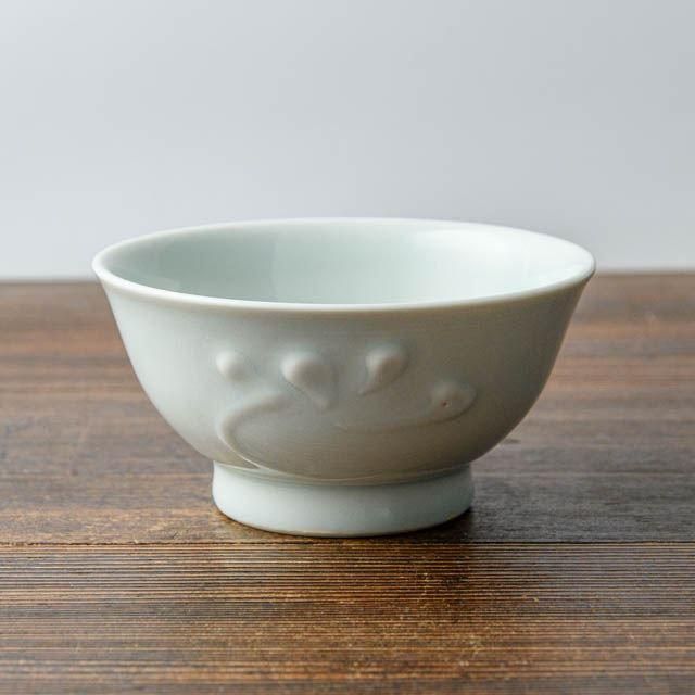 〔白磁　筒描　飯碗〕 白磁 筒描 飯碗〕