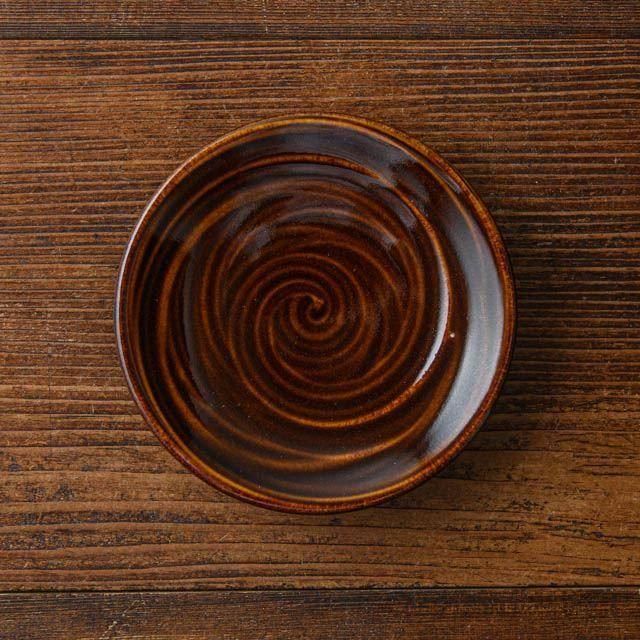 高橋あい 星の宮製陶 3.5寸平皿 刷毛目 飴