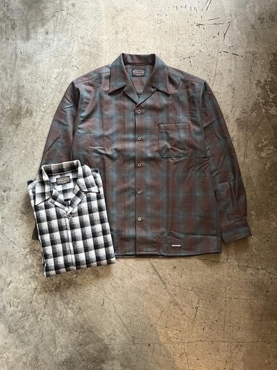 PENDLETON / WOOL OMBRE CHECK OPEN COLLAR SHIRT