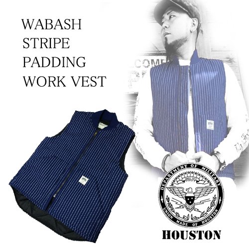 ヒューストン【HOUSTON】WABASH STRIPE PADDING WORK VEST/MA-1VEST 