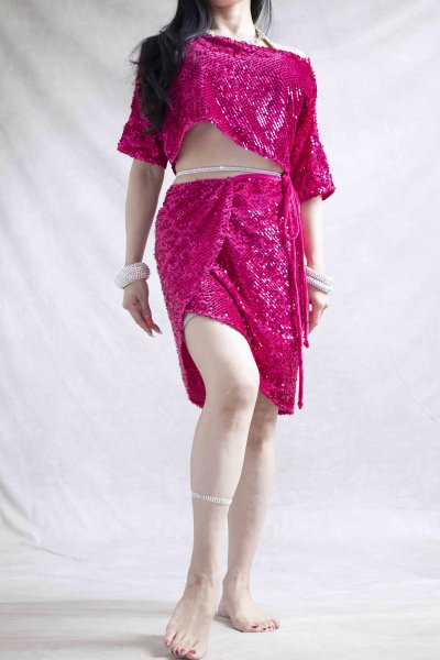 Veronica ukraine製 ホログラムセットアップ ミニスカート ダンス衣装 pink