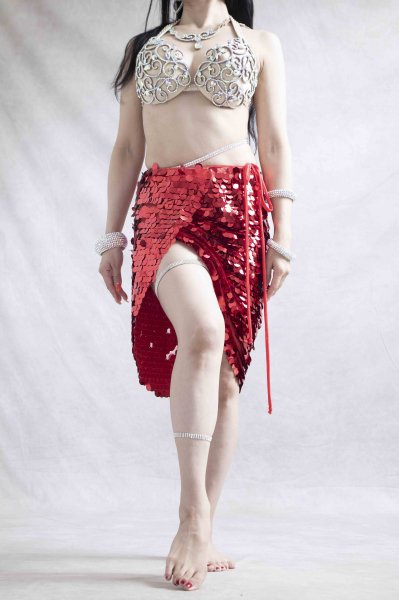 Veronica ukraine製 ホログラムミニスカート ダンス衣装 red