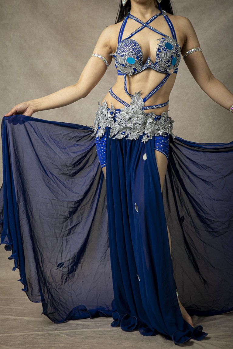 エジプト製 一体型 オリエンタル衣装　ブルー　 - Bellydance costume selectshop Naju-le