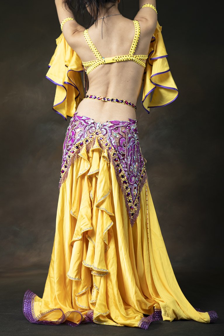 Halla belly design ベリーダンス衣装 オリエンタル一体型コスチューム yellow - Bellydance costume  selectshop Naju-le