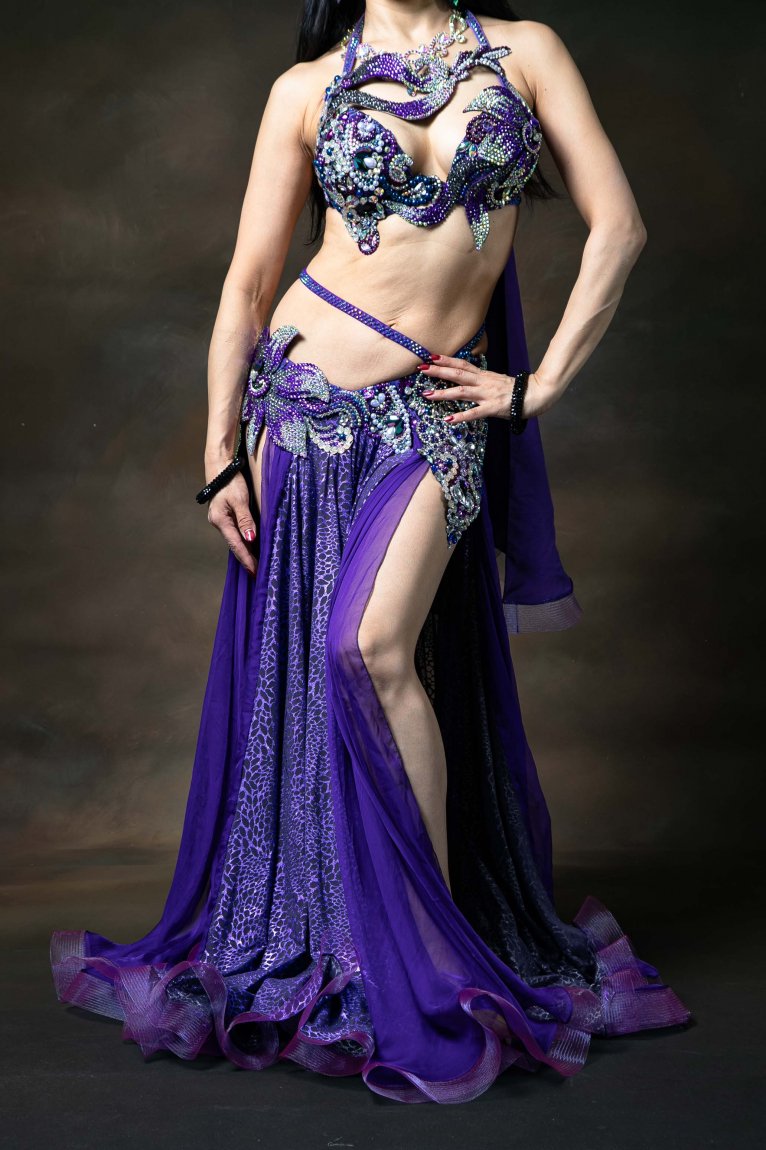 lrina 衣装 新作 オリエンタル衣装 豹柄フレアースカート パープル - Bellydance costume selectshop Naju-le