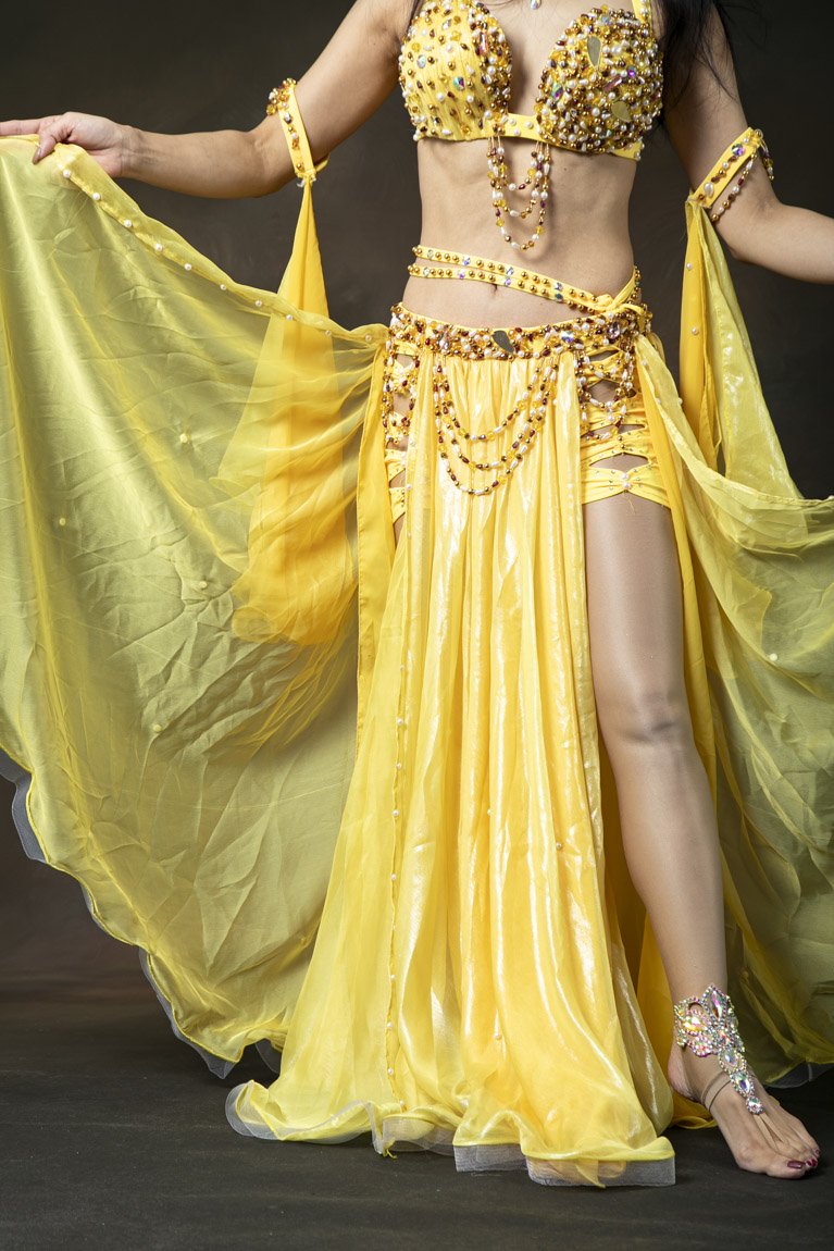 Yasser ベリーダンス衣装 一体型コスチューム オリエンタル yellow - Bellydance costume selectshop  Naju-le