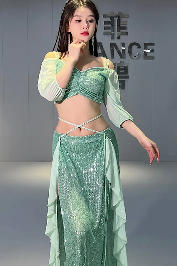 ベリーダンス衣装 レッスンウェア スパンコールセットアップ ジャスミン　 - Bellydance costume selectshop Naju-le