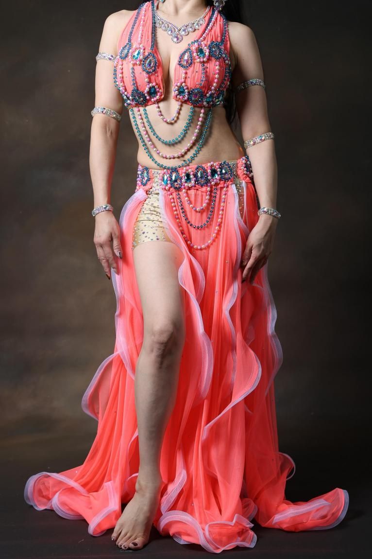 ベリーダンス オリエンタル衣装（エジプト製） オリエンタルベリーダンス衣装 エジプト製 Amrデザイン ピンク