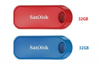 新品 SanDisk USBメモリ 32GB レッド・ブルー 2個パック USB 2.0 サンディスク