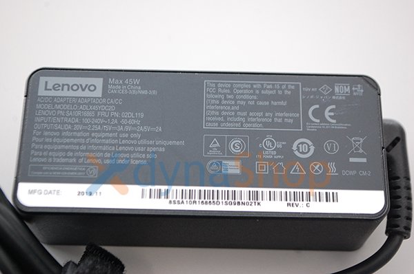中古美品 純正 Lenovo ThinkPad T490S T495S シリーズ 20V-2.25A AC