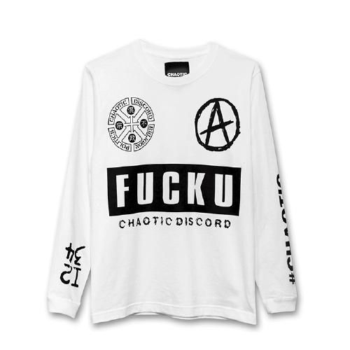 CHAOTIC / FUCKU LONG SLEEVE T/S(WHITE)