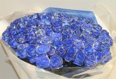 予約商品-ブルーローズ（100本花束+カスミソウ）｜名古屋の花屋