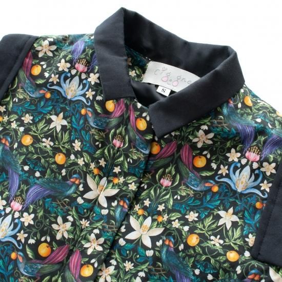 Liberty Square Dress リバティスクエアワンピース Black bird