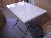 タイル白折りたたみテーブル/足ステン - casafina