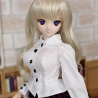 DD・L胸、DDdy用マーブルボタンブラウス（白×黒） - 暁光館SHOP