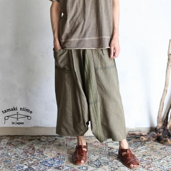 tamaki niime 玉木新雌 basic wear tarun pants LONG khaki cotton 100 