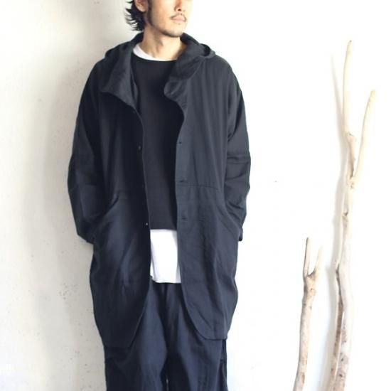 tamaki niime 玉木新雌 basic wear hood hao black cotton100 tamaki niime 玉木新雌 basic wear hood hao black cotton100