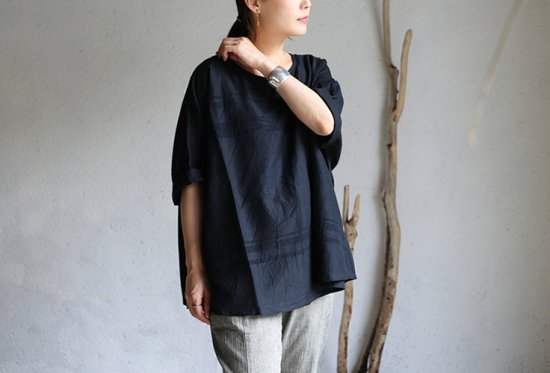 tamaki niime 玉木新雌 basic wear fuwa-T HALF SLEEVES black cotton100% / ベーシック  ウェア フワＴ ハーフスリーブ ブラック コットン100% 【送料無料】iraka