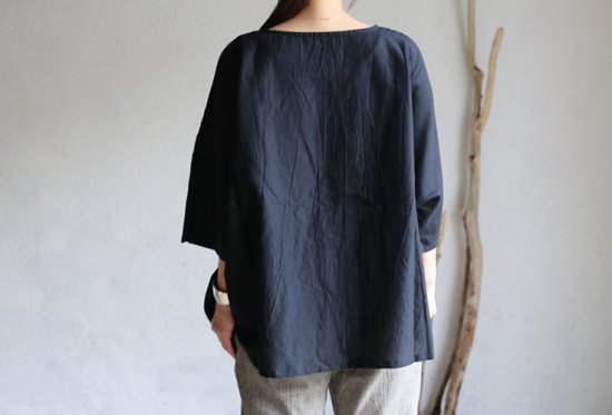 tamaki niime 玉木新雌 basic wear fuwa-T HALF SLEEVES black cotton100% / ベーシック  ウェア フワＴ ハーフスリーブ ブラック コットン100% 【送料無料】iraka