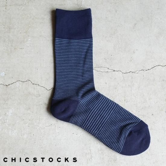 CHICSTOCKS シックストックス CH-008 ＜STRIPES＞ 72×76 Navy
