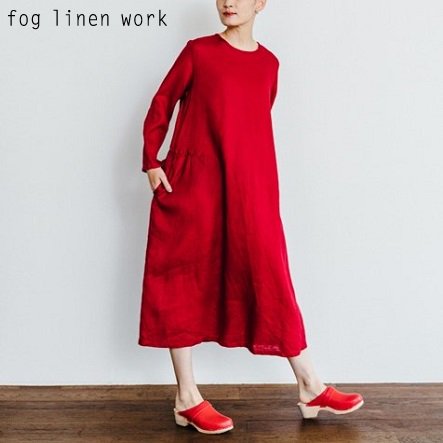 Ss Fog Linen Work フォグリネンワーク クララワンピース モロッコレッド Clala Dress Morocco Red リトアニア 薄地リネン100 Lwa173 1740 Iraka