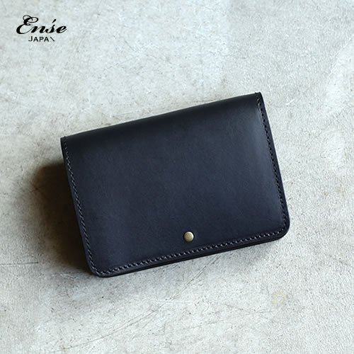 Ense(アンサ) Wallet / 二つ折り財布 ヌメ革ウォレット ブラック 送料