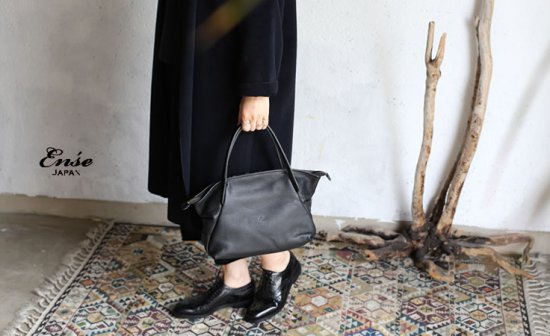 Ense(アンサ) Leather tote mini black/ブラック レザートートバッグ