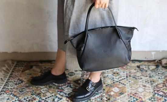 Ense(アンサ) Leather tote mini black/ブラック レザートート