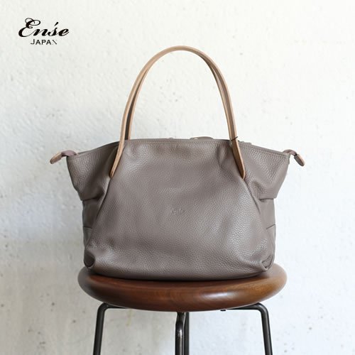 Ense(アンサ) Leather　tote　mini　gray/グレー レザートートバッグ ミニ【送料無料】 - iraka