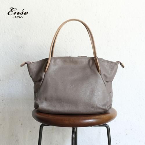 Ense(アンサ) Leather tote mini gray/グレー レザートートバッグ ミニ ...