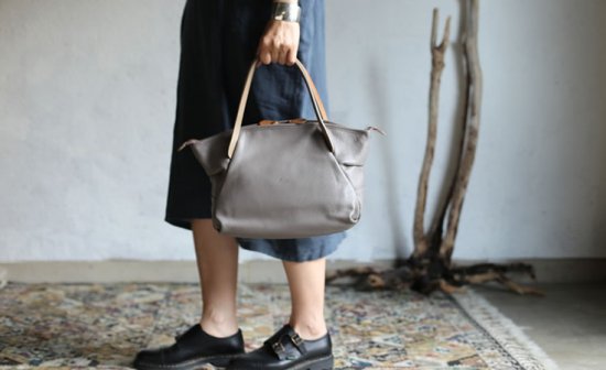 Ense(アンサ) Leather tote mini gray/グレー レザートートバッグ ミニ