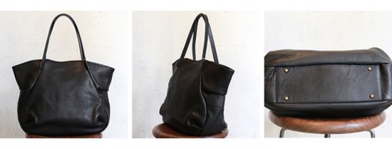 Ense(アンサ) Leather tote M black/ブラック レザートートバッグ M