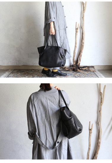 Ense(アンサ) Leather tote M black/ブラック レザートートバッグ M