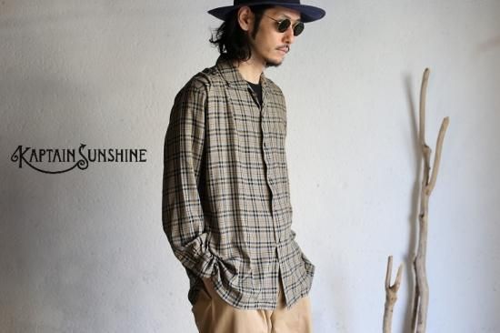 Kaptain Sunshine】Open Collar L/S Shirt KHSAKI PLAID オープン 