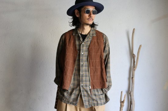 Kaptain Sunshine】Open Collar L/S Shirt KHSAKI PLAID オープン