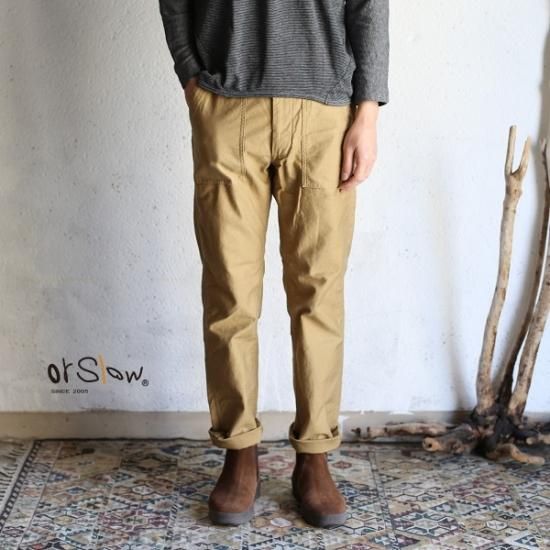 orslow】 US ARMY SLIM FIT FATIGUE PANTS KHAKI zipper Fly 