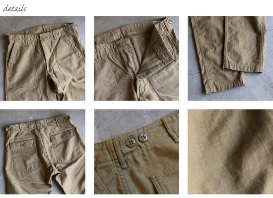 orslow】 US ARMY SLIM FIT FATIGUE PANTS KHAKI zipper Fly