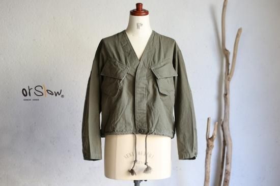 【セール 登場から人気沸騰】 NO orslow】Ladie's COLLAR 100 cotton JACKET SHORT ARMY US ジャケット・アウター