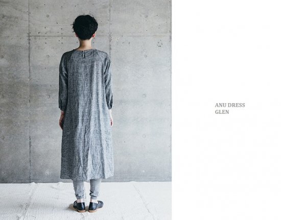 fog linen work(フォグリネンワーク) アヌ ワンピース グレン/ANU DRESS GLEN リトアニア 普通地リネン100%  LWA242-GLEN